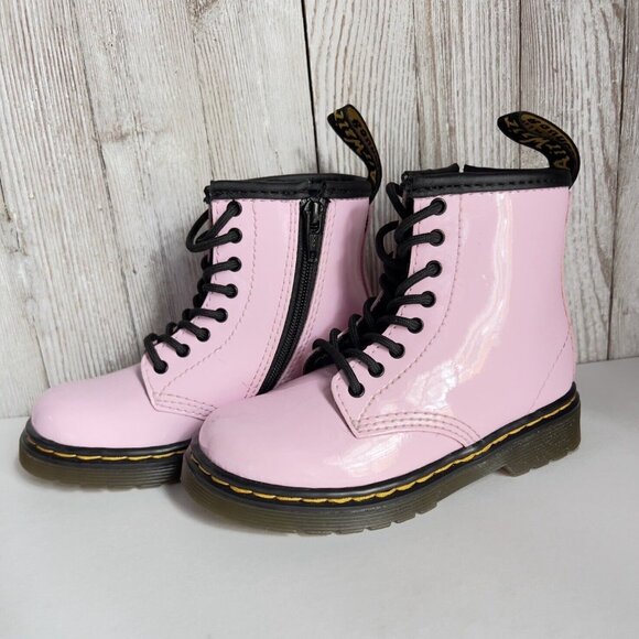 Girl's Grade School 1460 “Pale Pink” Patent Combat Boots Size 8 - Picture 16 of 16